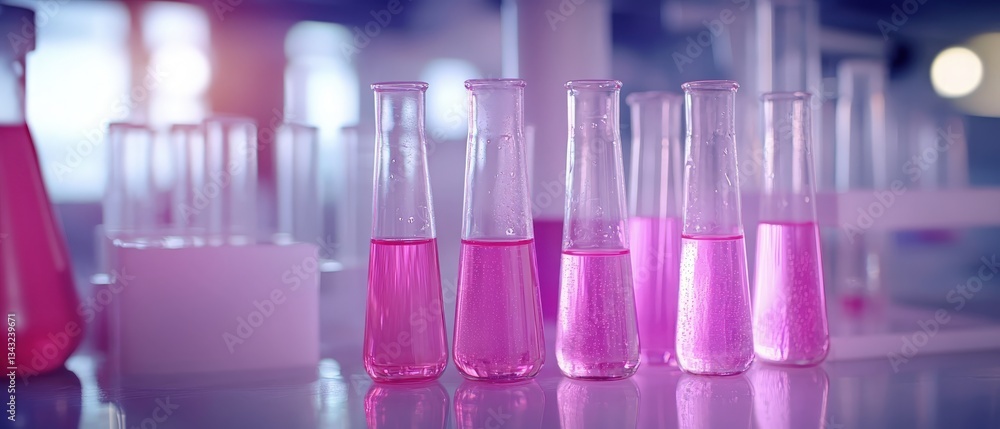 Chemical reaction in test tubes during a science experiment in a laboratory Chemical reaction in test tubes during a science experiment in a laboratory