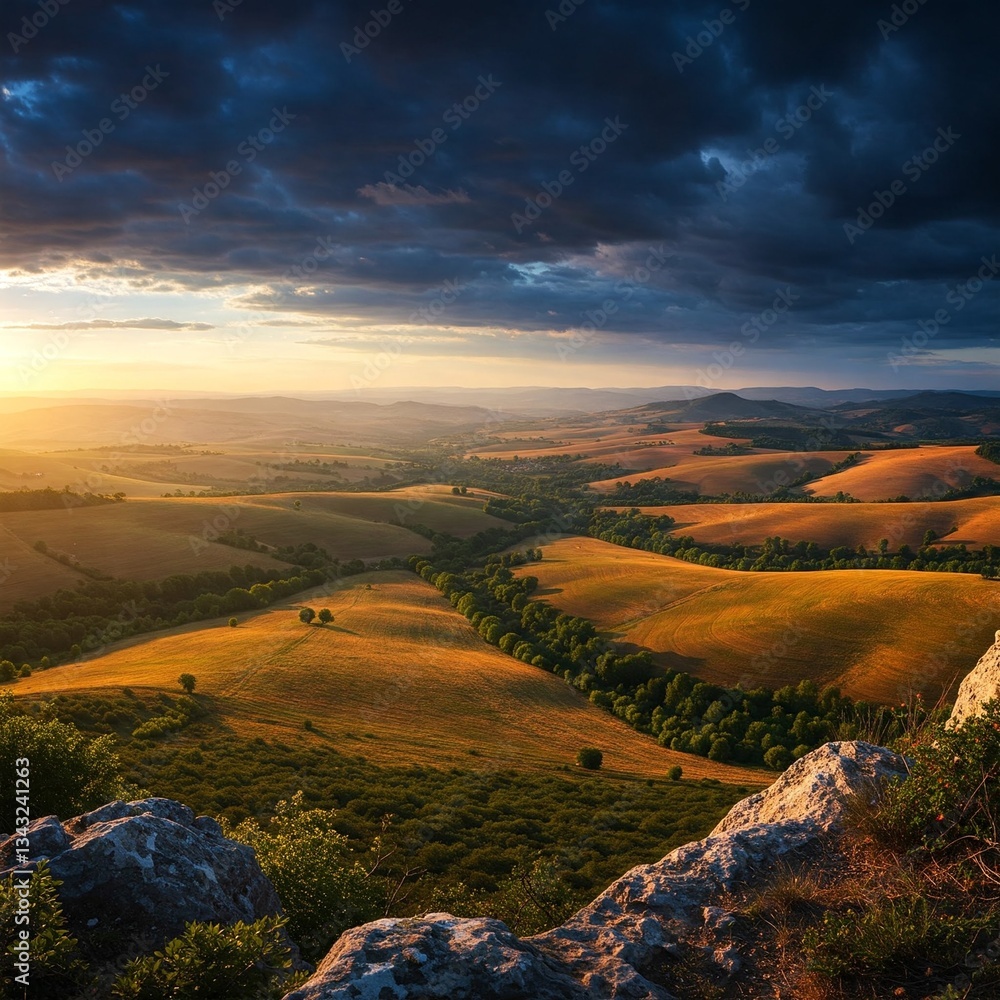 Naklejka premium sunset in the mountains