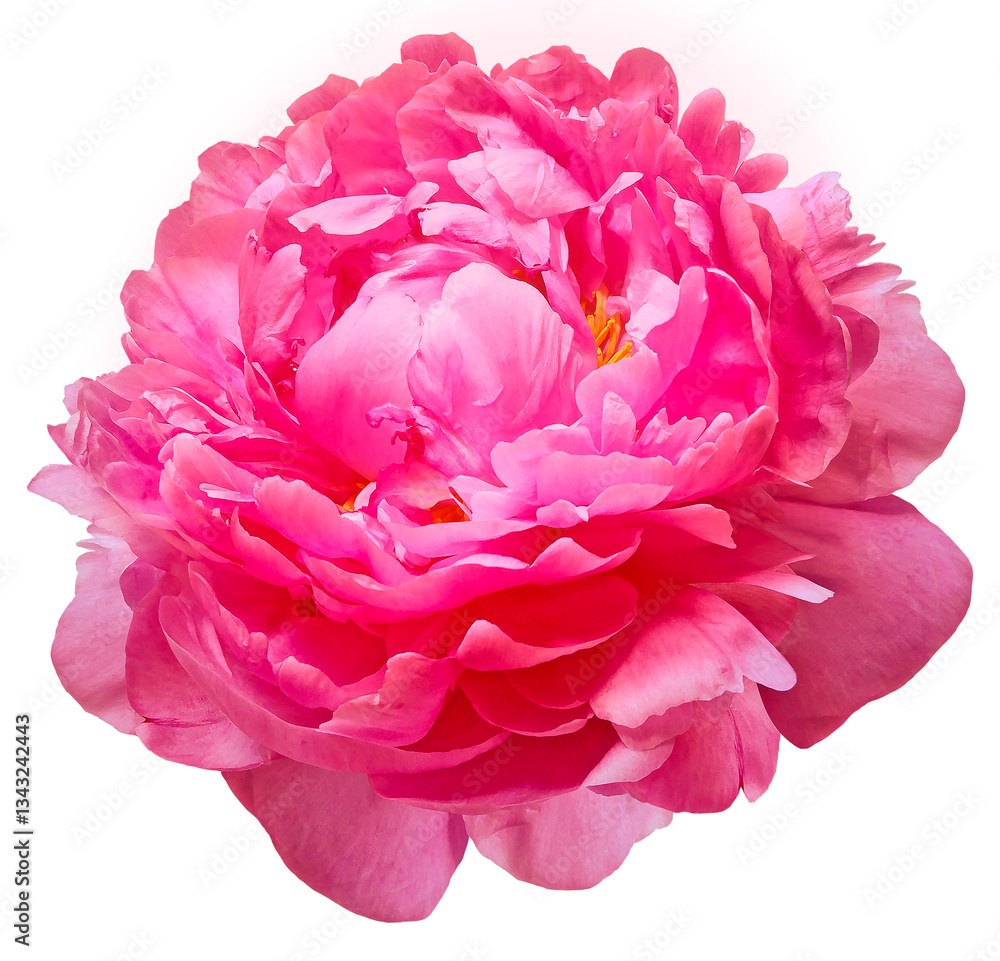 Fototapeta premium Pink peony flower on a white isolated background with clipping