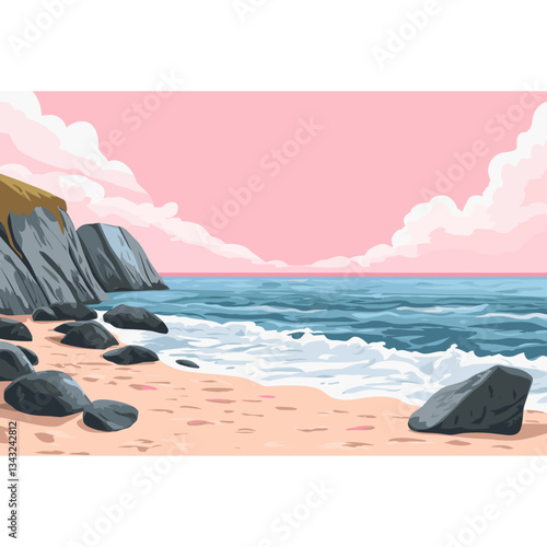 Beach beach illustration landscape vector