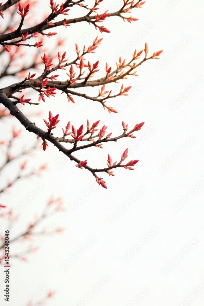 Branches swaying in the breeze against a crisp white background, tree, twig, wood
