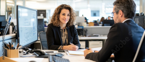 Diversity in Workplace teamwork leadership, Professional office meeting with smiling colleagues