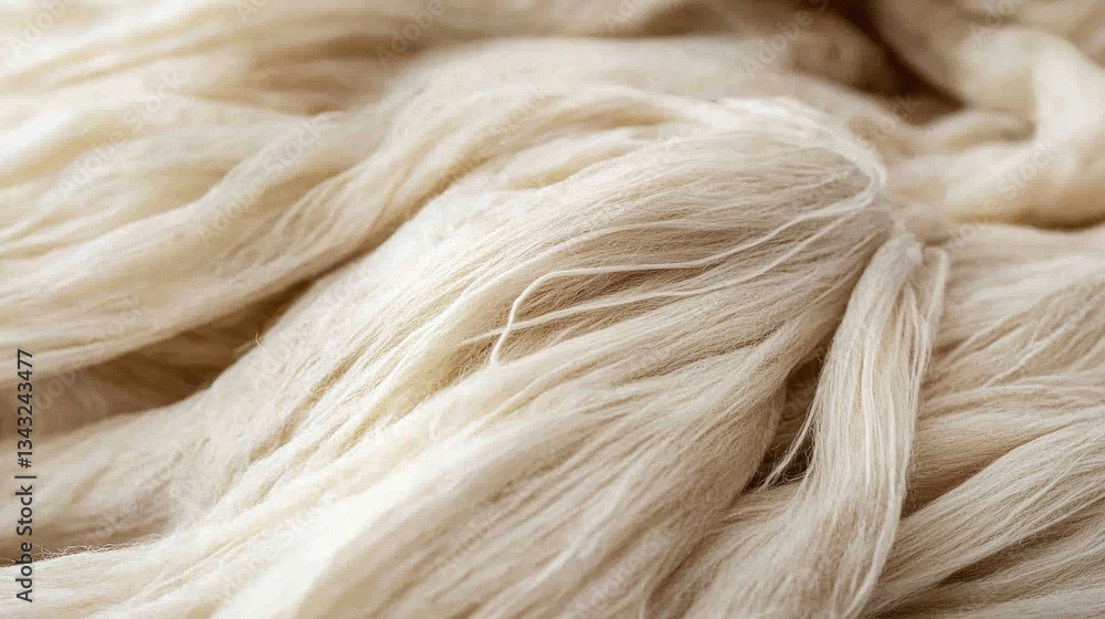 Fototapeta premium Wool fibers stretching slightly, demonstrating flexibility and elasticity