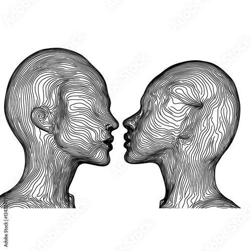 Human line illusion element art faces lines vector