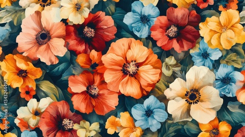 Fondo floral colorido con flores diversas