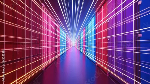 Wallpaper Mural Neon Corridor: A Digital Gateway of Vibrant Colors and Light Torontodigital.ca