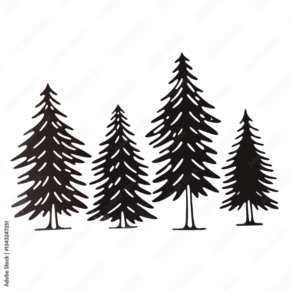 Obraz premium tree silhouette and Tropical leaves vector isolated on white background.