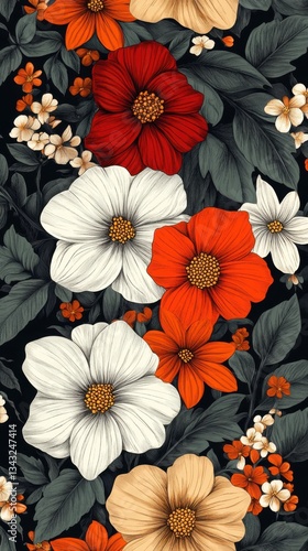 Fondo de flores coloridas en un patrón