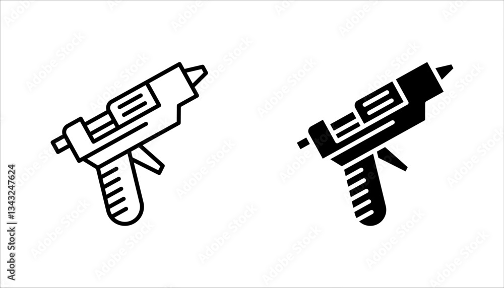 glue gun icon set. Linear style sign for mobile concept and web design. Vector illustration on white background glue gun icon set. Linear style sign for mobile concept and web design. Vector illustration on white background