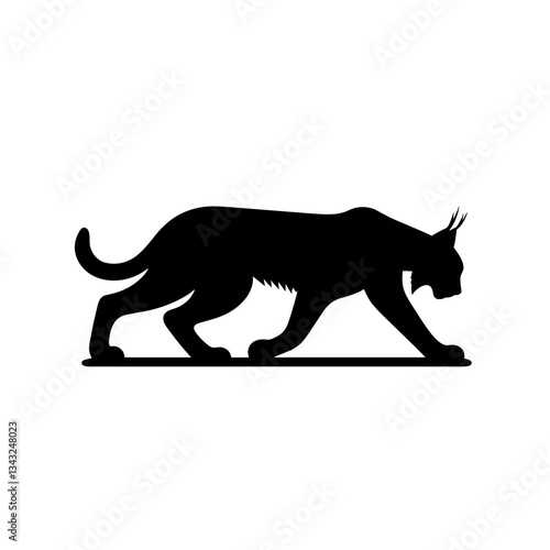  Lynx walking silhouette on white background