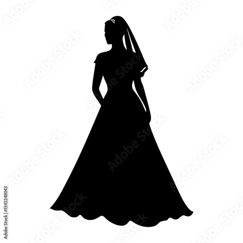 Woman bride silhouette dress illustration vector
