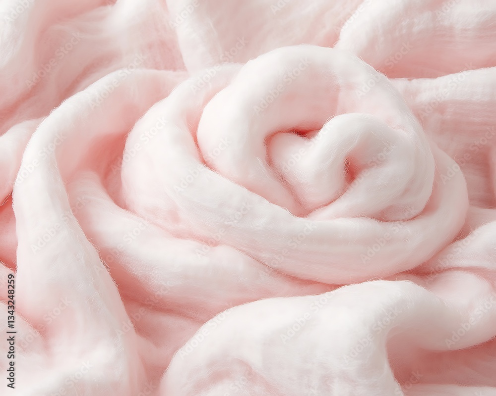 Fototapeta premium Pink fabric swirl, texture, folded, soft, background, delicate