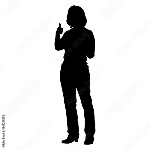 Woman thumbs up silhouette illustration standing vector