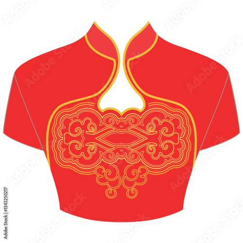 Tableau sur toile Gold and red chinese traditional dress women's - qipao