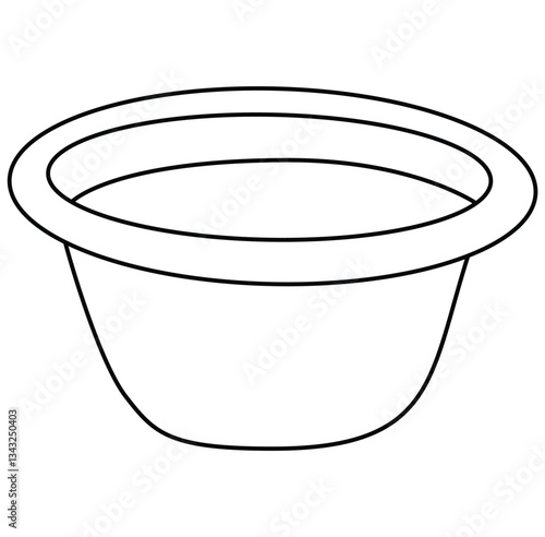 Cute cartoon hand drawn vector plastic round bath or clothe tub coloring page.