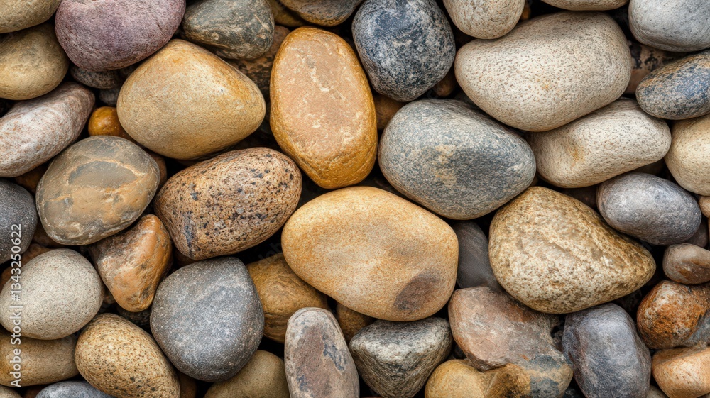 Smooth Rounded Stones in Muted Earth Tones Close-Up Texture