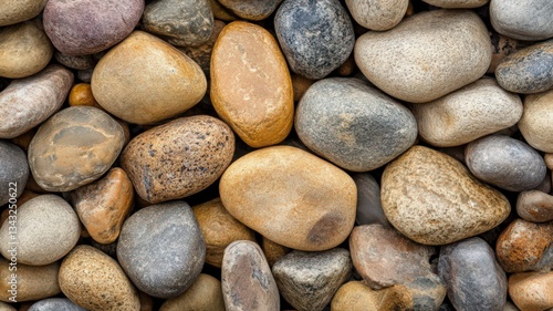 Obraz na płótnie Smooth Rounded Stones in Muted Earth Tones Close-Up Texture w salonie