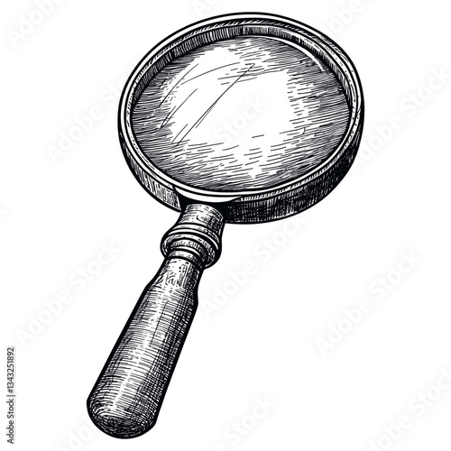 Magnifying glass illustration hand-drawn engraving vector