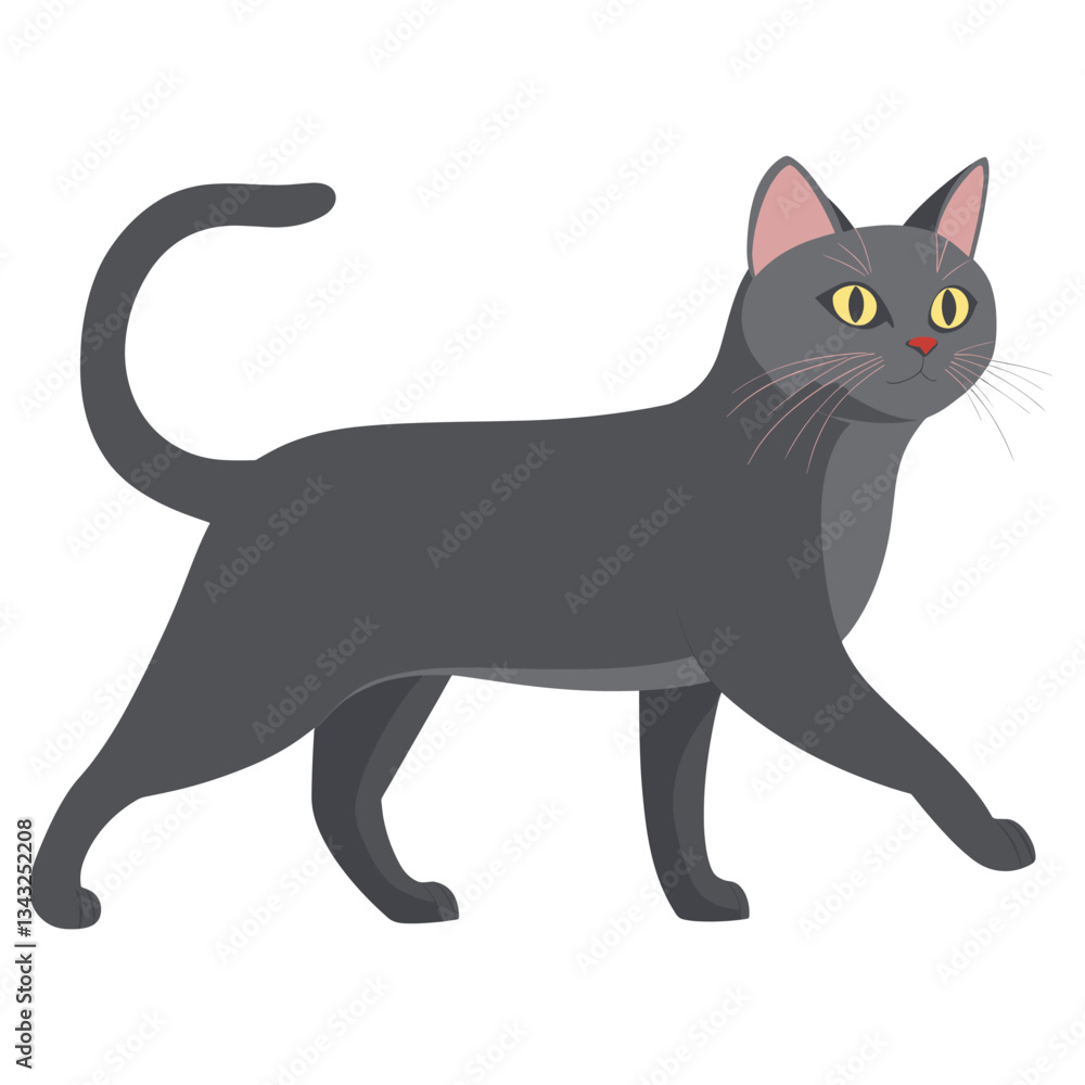 Grey cat walking illustration animal art vector Grey cat walking illustration animal art vector