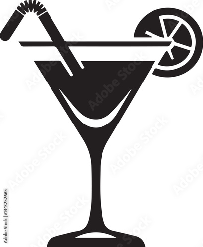 Martini Glass Icon. Silhouette vector illustration
