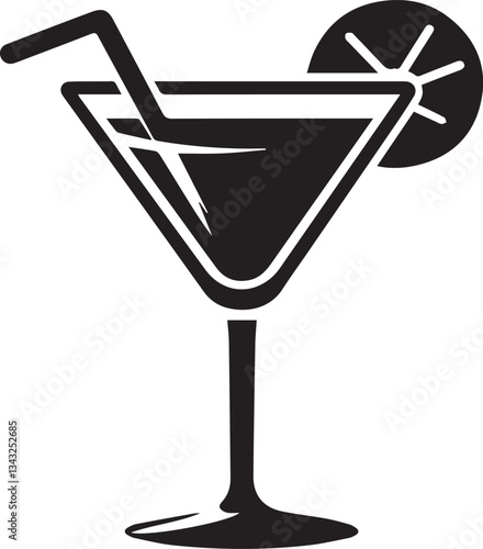 Martini Glass Icon. Silhouette vector illustration
