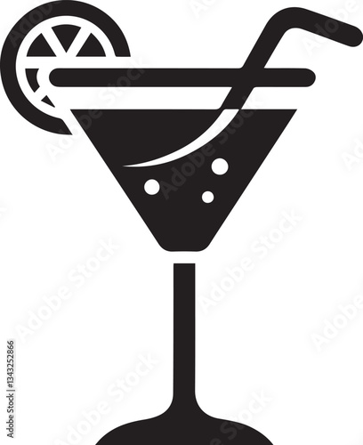 Martini Glass Icon. Silhouette vector illustration
