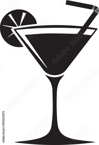 Martini Glass Icon. Silhouette vector illustration
