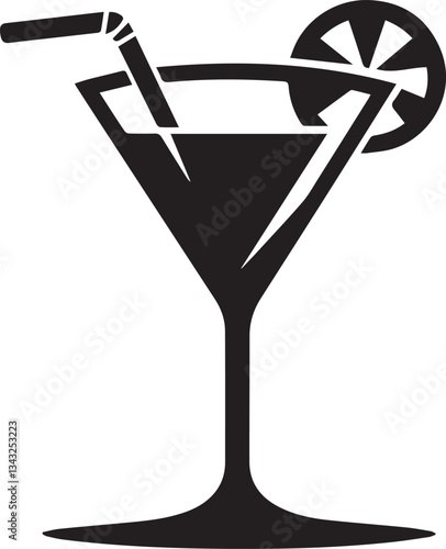 Martini Glass Icon. Silhouette vector illustration
