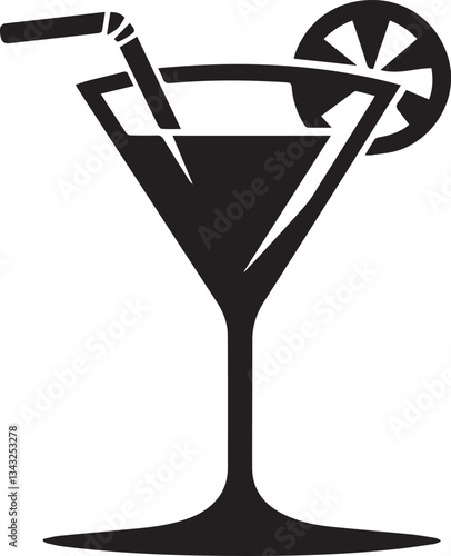 Martini Glass Icon. Silhouette vector illustration
