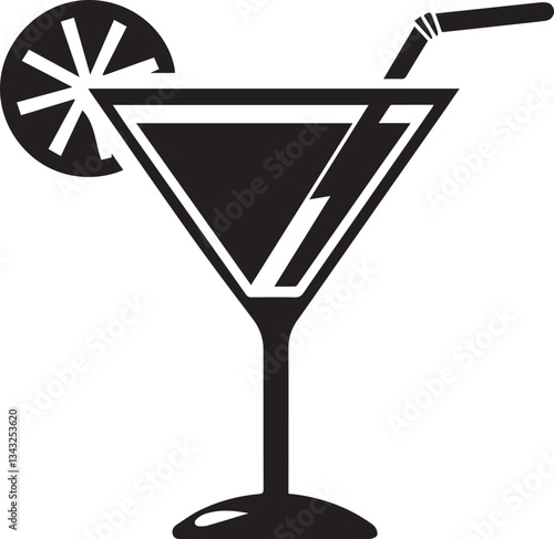 Martini Glass Icon. Silhouette vector illustration
