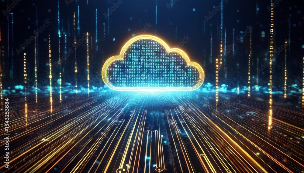 Digital informational technology web futuristic hologram with cloud icon Digital informational technology web futuristic hologram with cloud icon