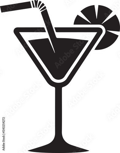 Martini Glass Icon. Silhouette vector illustration
