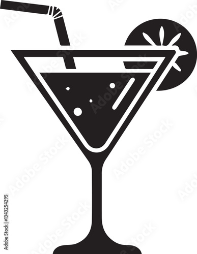 Martini Glass Icon. Silhouette vector illustration
