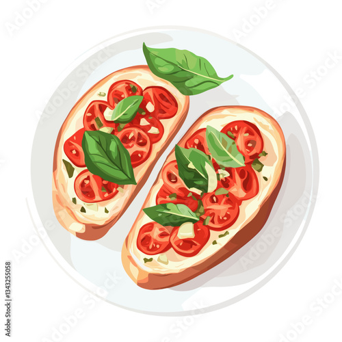 Bruschetta in a plate illustration bruschetta background vector