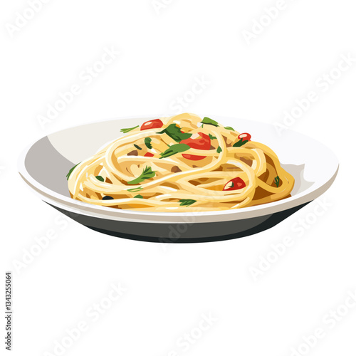 Carbonara pasta in a plate illustration spaghetti food vector