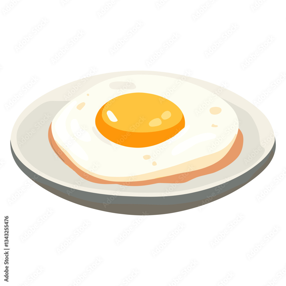 Fried egg in a plate illustration minimalist simple vector Fried egg in a plate illustration minimalist simple vector