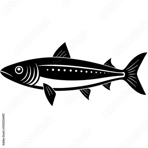 mackerel fish black silhouette vector, Simple silhouette Design vector icon with white background.