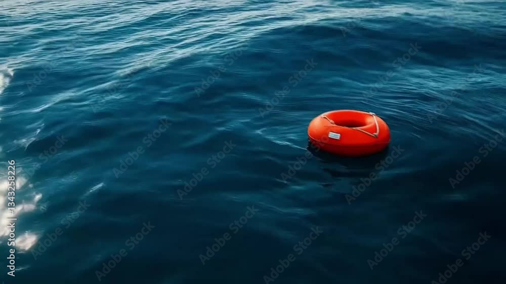Red buoy floating in the ocean. Smooth repeating motion for background video animation Red buoy floating in the ocean. Smooth repeating motion for background video animation
