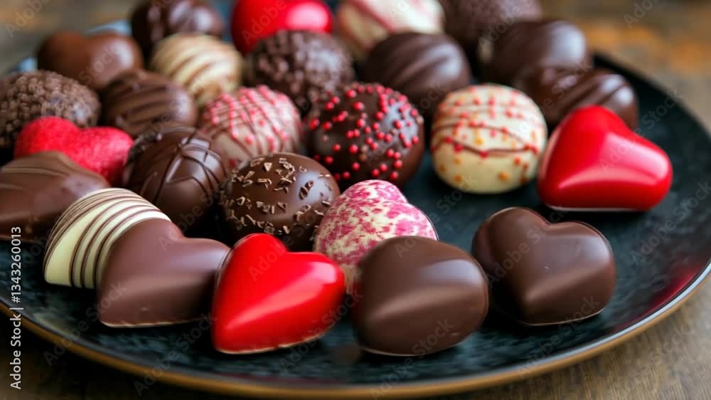 A tempting array of assorted gourmet chocolate truffles displayed beautifully a dessert lover's dream A tempting array of assorted gourmet chocolate truffles displayed beautifully a dessert lover's dream