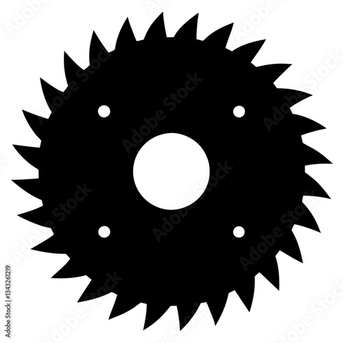  saw blade black silhouette vector, Simple silhouette Design vector icon with white background.
