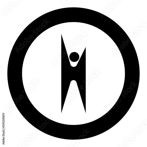 Symbol humanism strong person happy man icon in circle round black color vector illustration image solid outline style