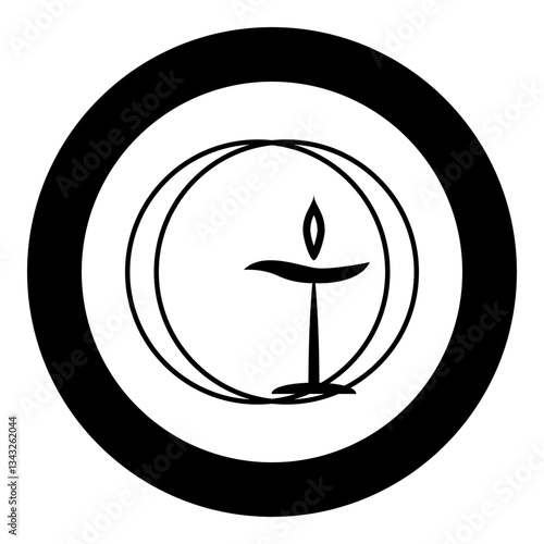 Flaming chalice symbol Unitarian universalism concept icon in circle round black color vector illustration image solid outline style