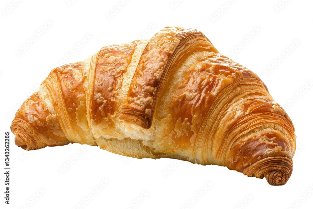 Deliciously golden-brown croissant resting on a clean surface, showcasing its flaky layers and buttery texture, inviting the senses Deliciously golden-brown croissant resting on a clean surface, showcasing its flaky layers and buttery texture, inviting the senses