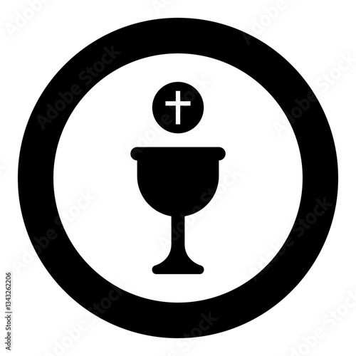 Corpus christi holy communion icon in circle round black color vector illustration image solid outline style