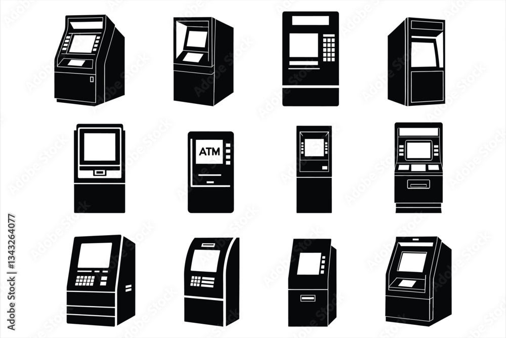 Collection of different ATM machines Collection of different ATM machines