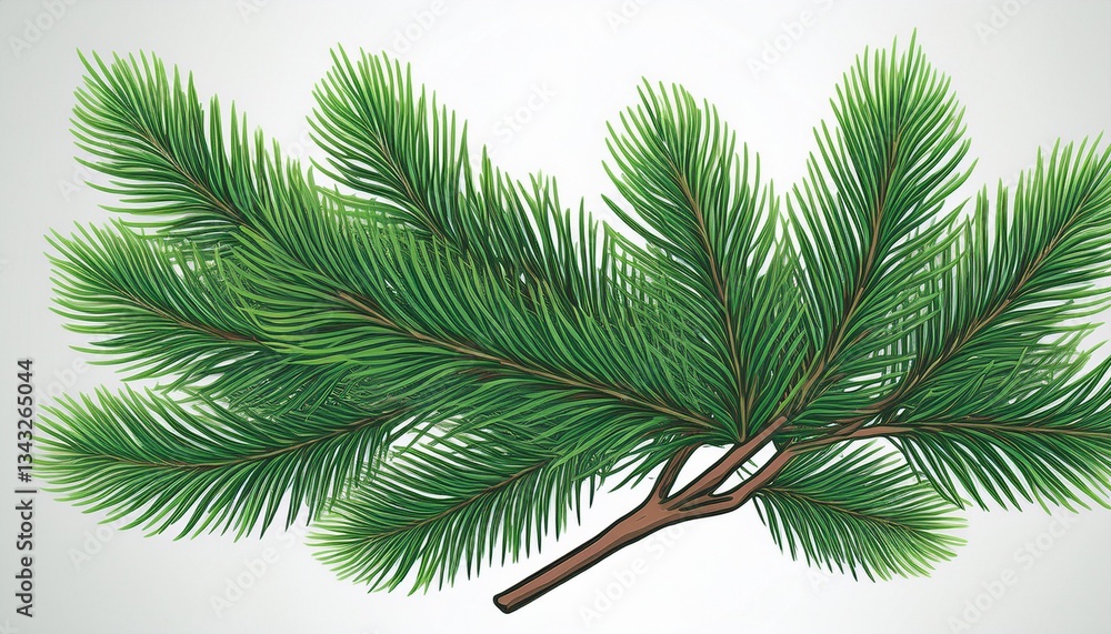 pine tree branch on white background pine tree branch on white background