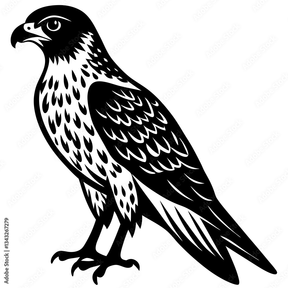 Fototapeta premium wild hawk bird black silhouette vector, Simple silhouette Design vector icon with white background.