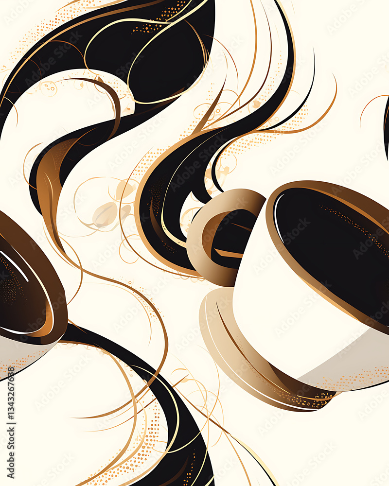 seamless pattern Realistic and artistic illustrations of coffee beans, brewing equipment, coffee cups for background or wallpaper seamless pattern Realistic and artistic illustrations of coffee beans, brewing equipment, coffee cups for background or wallpaper