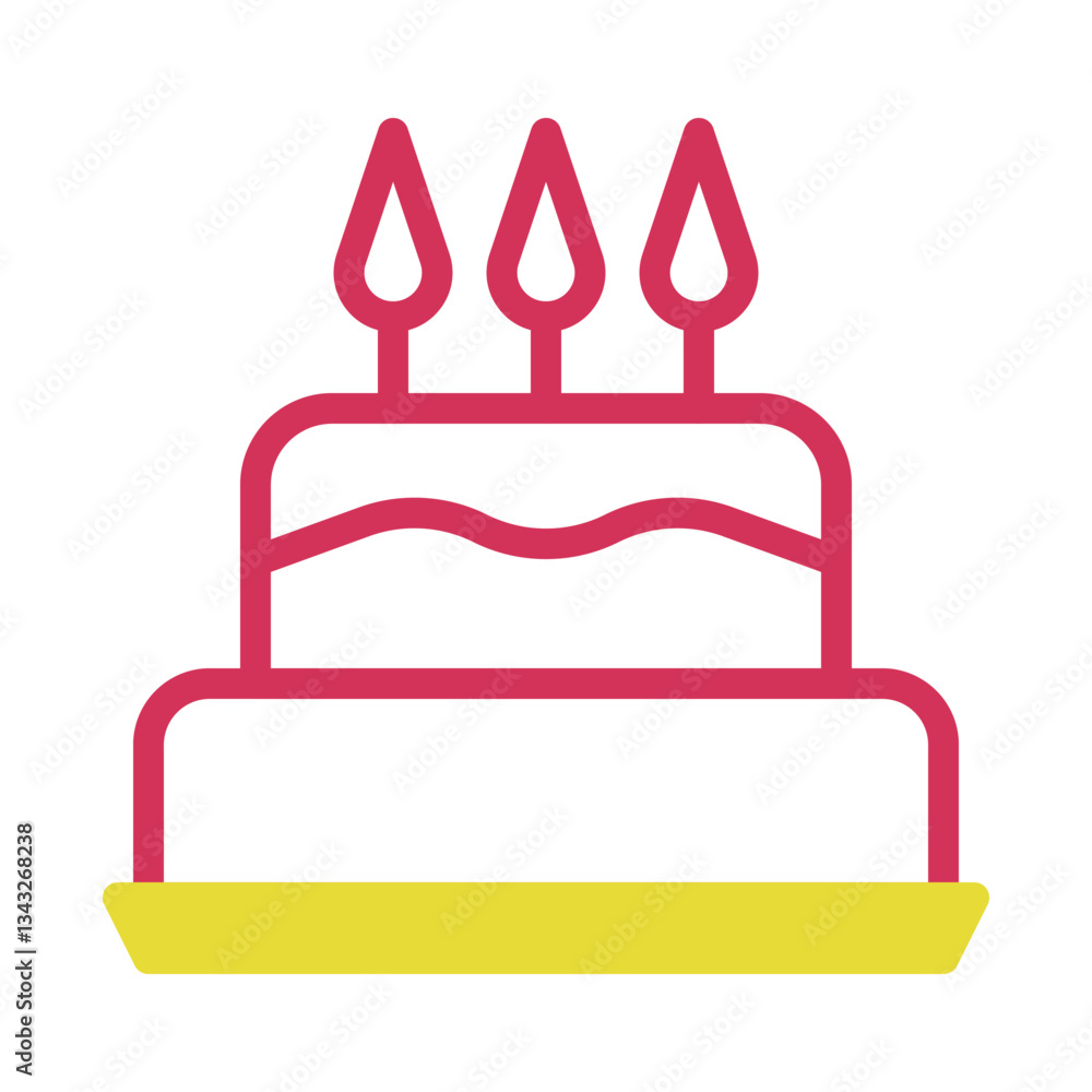 Minimalist Birthday Cake Icon with Pink Outline Minimalist Birthday Cake Icon with Pink Outline