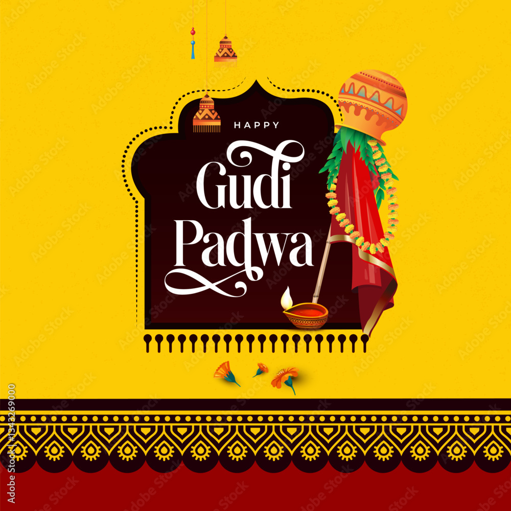 custom made wallpaper toronto digitalHappy Gudi Padwa Festival Design Template Illustration, Indian Marathi New Year Festival Gudi Padwa Template Design